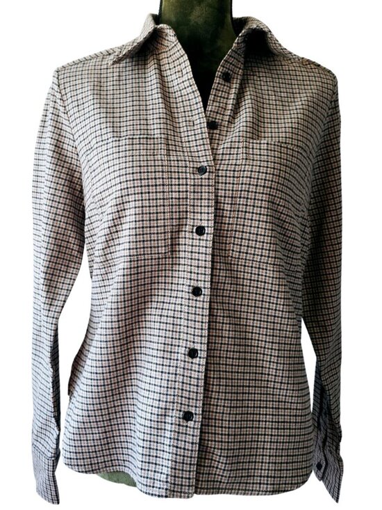 Banana Republic Tops - 😍 NWT 😍 Banana Republic Womens Cotton Flannel Shirt, Black/Tan/Cream, Size S